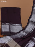 Dark Brown Narayanpet Cotton Dress Material With Plain Body & Silver Zari Border and Running Bottom & Dupatta