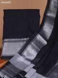Black Narayanpet Cotton Dress Material With Plain Body & Silver Zari Border and Running Bottom & Dupatta