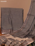 Dual Shade Of Biege and Black Narayanpet Cotton Dress Material With Plain Body & Thread Woven Border and Running Bottom & Dupatta