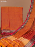 Mustard and Red Narayanpet Cotton Dress Material With Plain Body & Thread Woven Border and Running Bottom & Dupatta