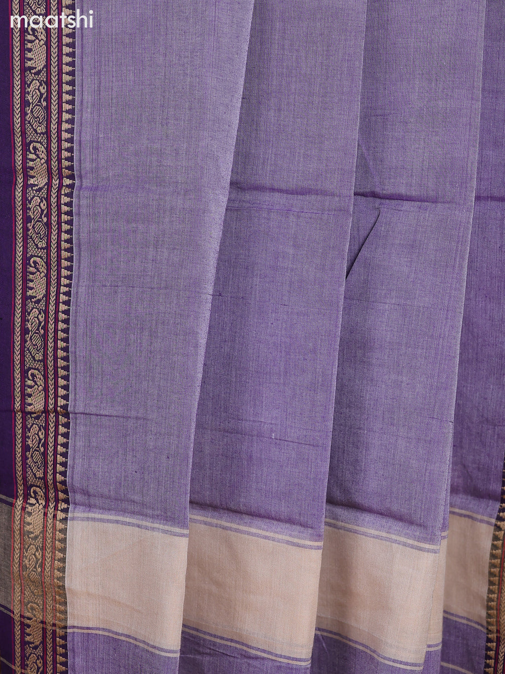 Dual Shade Of Purple and Purple Narayanpet Cotton Dress Material With Plain Body & Thread Woven Border and Running Bottom & Dupatta