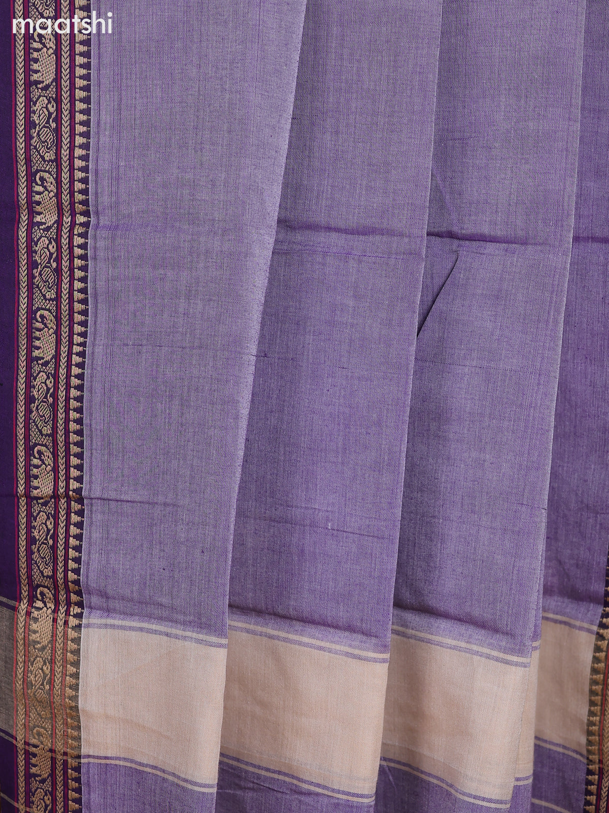 Dual Shade Of Purple and Purple Narayanpet Cotton Dress Material With Plain Body & Thread Woven Border and Running Bottom & Dupatta
