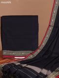 Black and Red Narayanpet Cotton Dress Material With Plain Body & Thread Woven Border and Running Bottom & Dupatta
