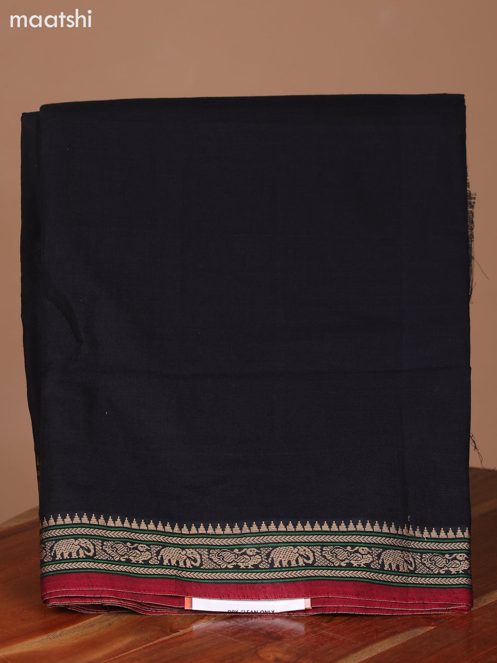 Black and Red Narayanpet Cotton Dress Material With Plain Body & Thread Woven Border and Running Bottom & Dupatta