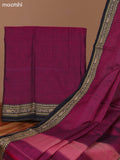 Dual Shade Of Rani Pink and Black Narayanpet Cotton Dress Material With Plain Body & Thread Woven Border and Running Bottom & Dupatta
