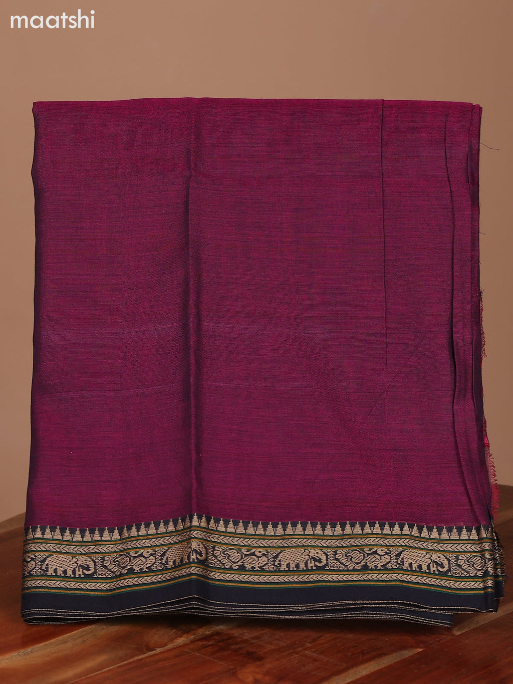 Dual Shade Of Rani Pink and Black Narayanpet Cotton Dress Material With Plain Body & Thread Woven Border and Running Bottom & Dupatta