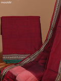 Maroon and Green Narayanpet Cotton Dress Material With Plain Body & Thread Woven Border and Running Bottom & Dupatta