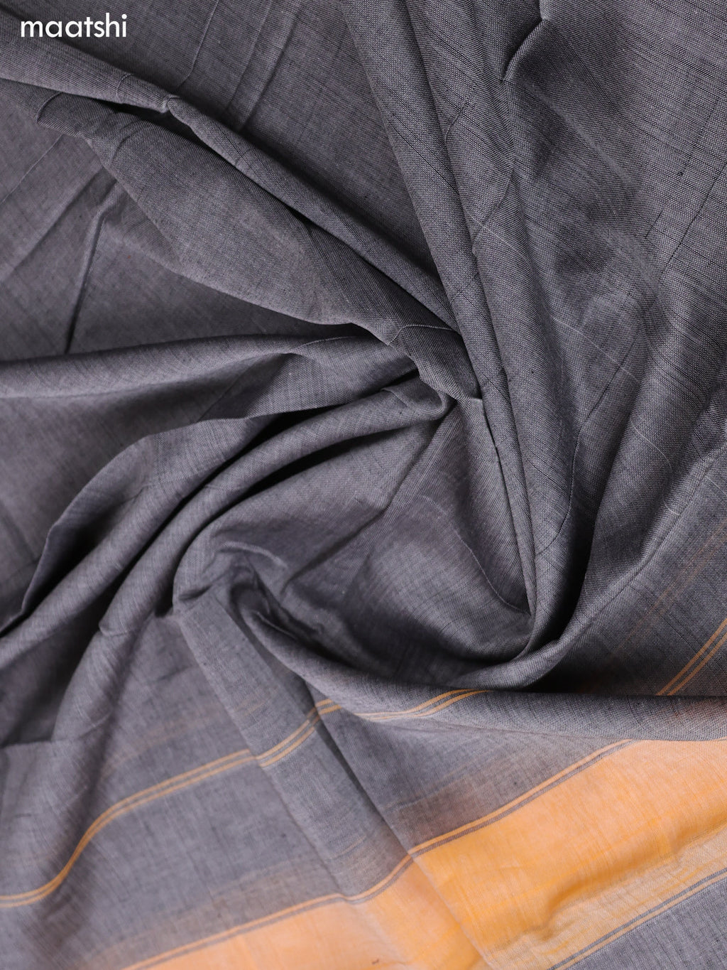 Grey and Black Narayanpet Cotton Dress Material With Plain Body & Zari Woven Border and Running Bottom & Dupatta