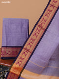 Dual Shade Of Blue and Blue Narayanpet Cotton Dress Material With Plain Body & Zari Woven Border and Running Bottom & Dupatta