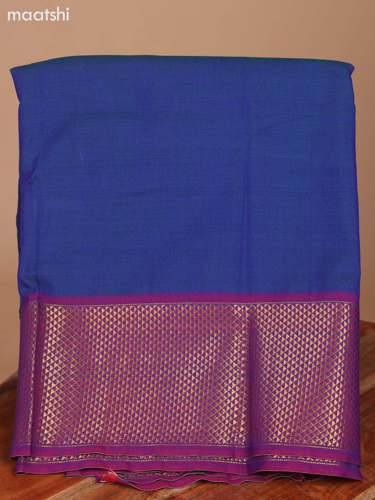 Dual Shade Of Peacock Blue and Dual Shade Of Magenta Pink Narayanpet Cotton Dress Material With Plain Body & Zari Woven Border and Running Bottom & Dupatta