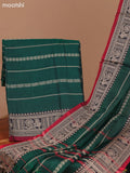 Green and Maroon Narayanpet Cotton Dress Material With Plain Body & Thread Woven Border and Running Bottom & Dupatta