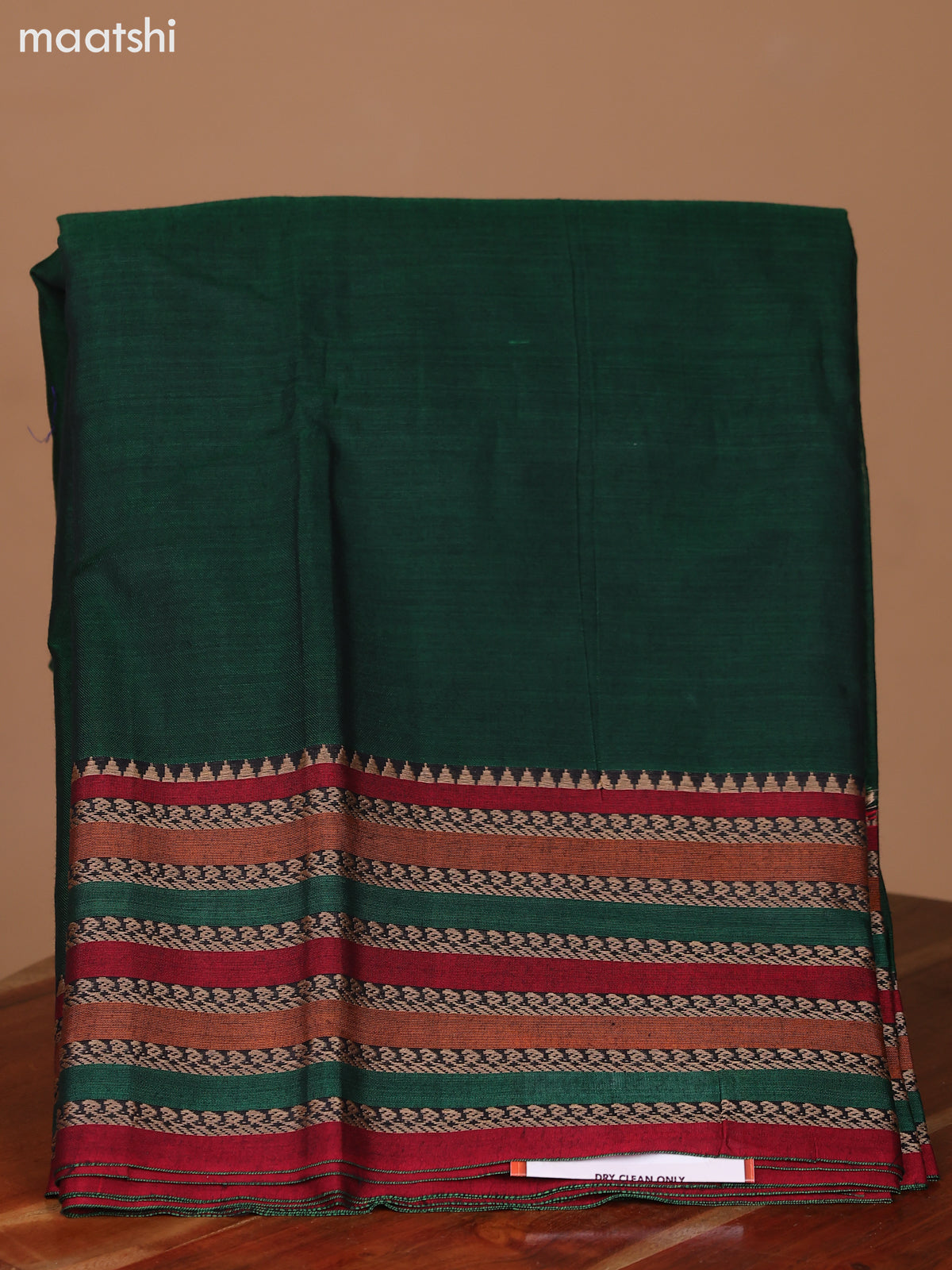 Green and Maroon Narayanpet Cotton Dress Material With Plain Body & Thread Woven Border and Running Bottom & Dupatta