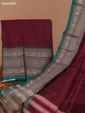 Dual Shade Of Maroon and Green Narayanpet Cotton Dress Material With Plain Body & Thread Woven Border and Running Bottom & Dupatta