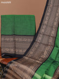 Dual Shade Of Green and Black Narayanpet Cotton Dress Material With Plain Body & Thread Woven Border and Running Bottom & Dupatta