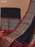 Black and Maroon Narayanpet Cotton Dress Material With Plain Body & Thread Woven Border and Running Bottom & Dupatta