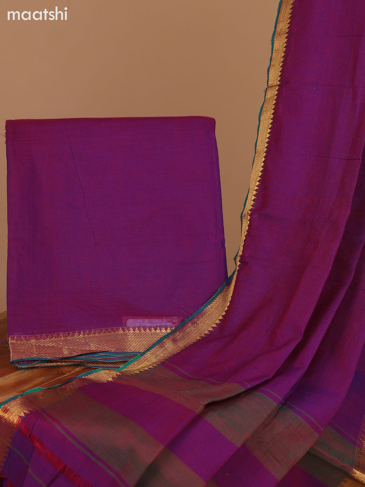 Dual Shade Of Blue and Dual Shade Of Green Narayanpet Cotton Dress Material With Plain Body & Zari Woven Border and Running Bottom & Dupatta