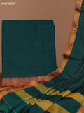 Green and Mustard Yellow Narayanpet Cotton Dress Material With Plain Body & Zari Woven Border and Running Bottom & Dupatta