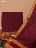 Maroon and Mustard Narayanpet Cotton Dress Material With Plain Body & Zari Woven Border and Running Bottom & Dupatta