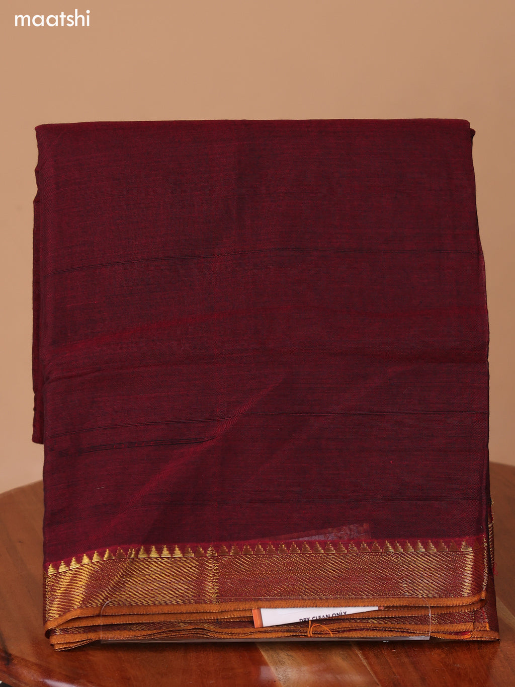 Maroon and Mustard Narayanpet Cotton Dress Material With Plain Body & Zari Woven Border and Running Bottom & Dupatta
