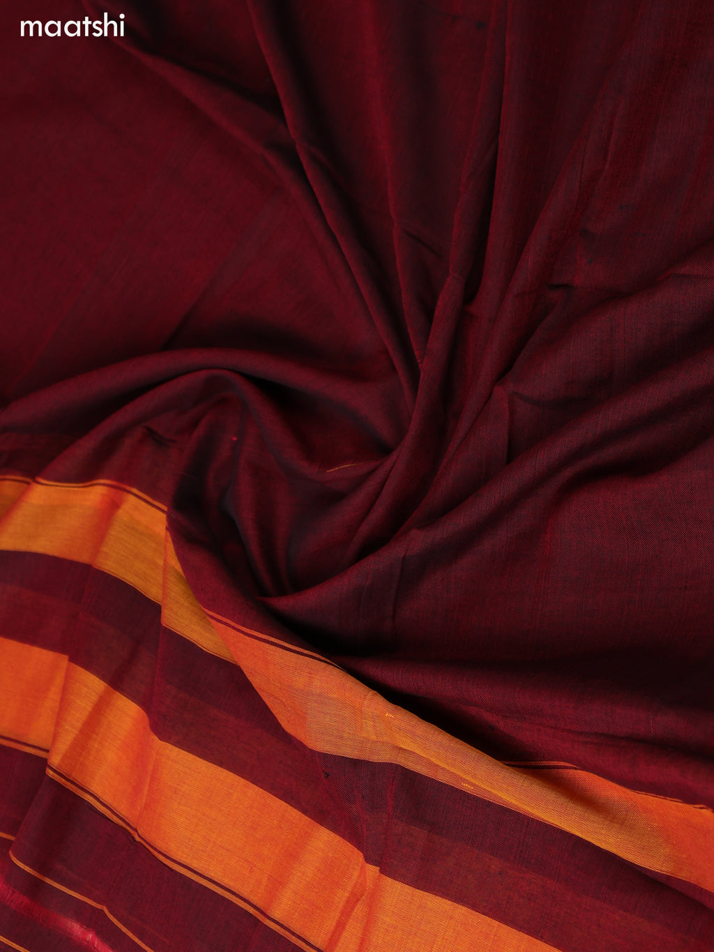 Maroon and Mustard Narayanpet Cotton Dress Material With Plain Body & Zari Woven Border and Running Bottom & Dupatta