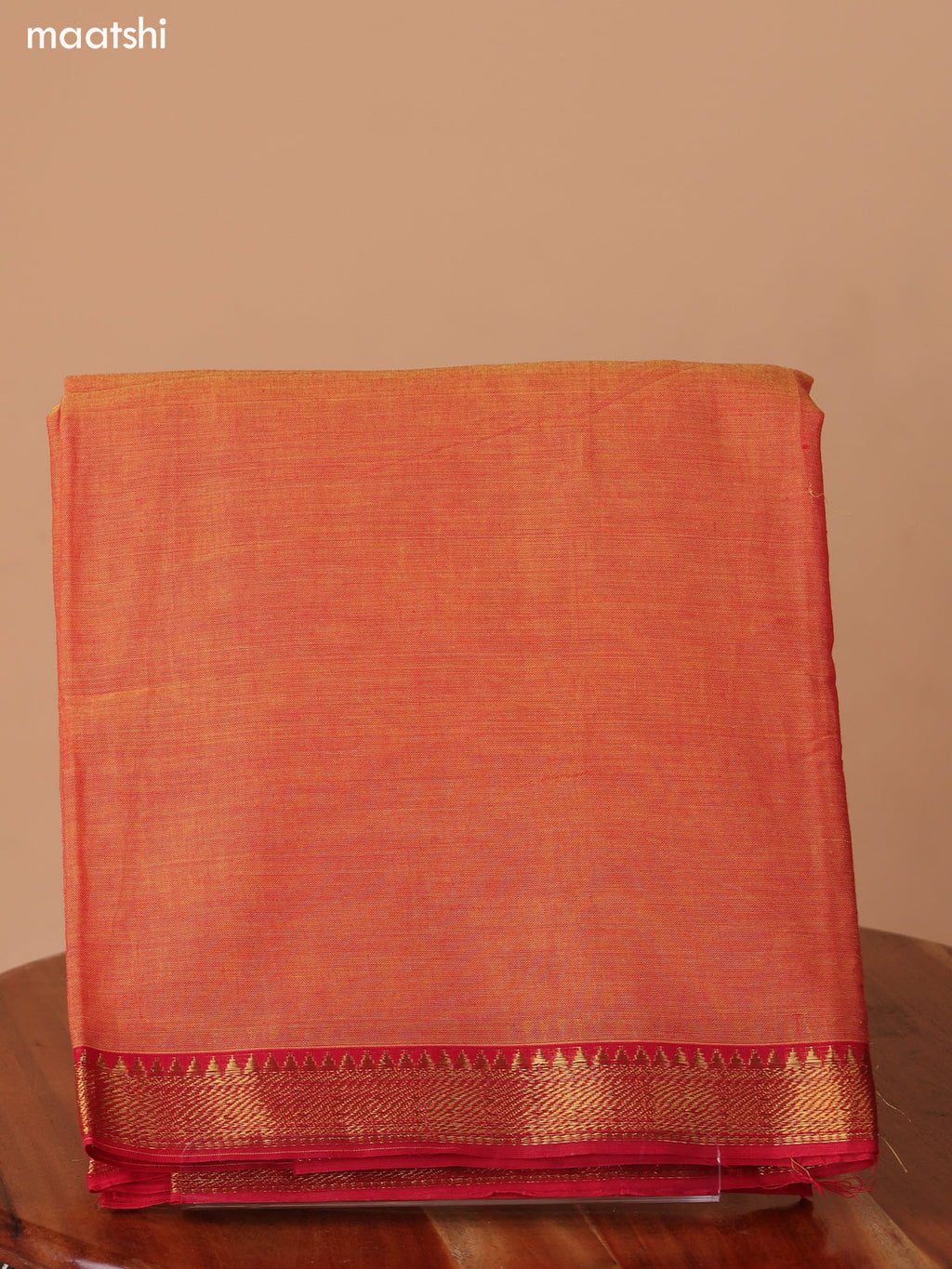 Dual Shade Of Lime Yellow and Red Narayanpet Cotton Dress Material With Plain Body & Zari Woven Border and Running Bottom & Dupatta