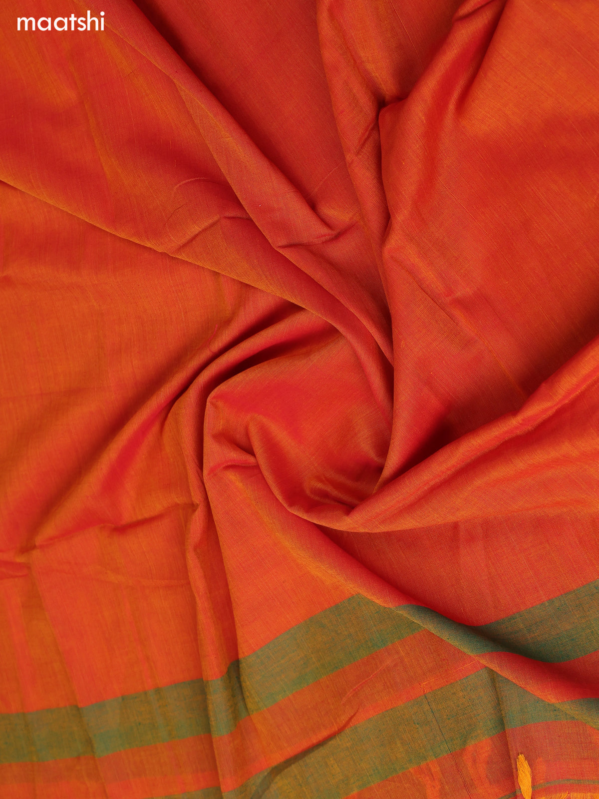 Dual Shade Of Lime Yellow and Red Narayanpet Cotton Dress Material With Plain Body & Zari Woven Border and Running Bottom & Dupatta