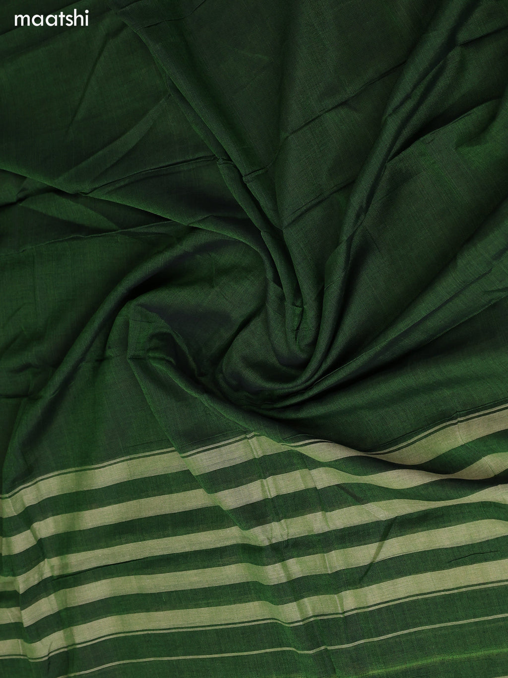 Green and Maroon Narayanpet Cotton Dress Material With Plain Body & Peacock Design Thread Woven Border and Running Bottom & Dupatta