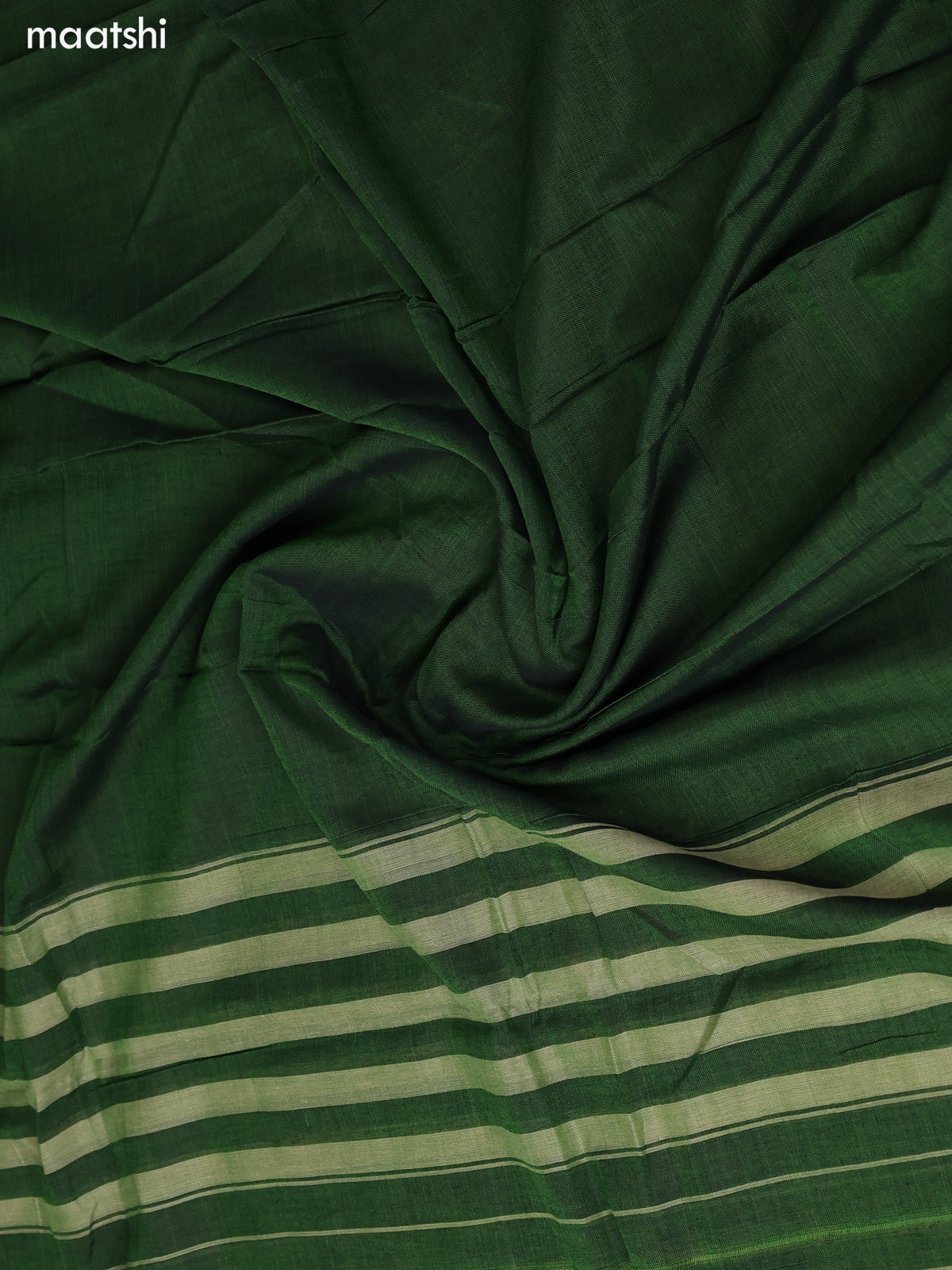Green and Maroon Narayanpet Cotton Dress Material With Plain Body & Peacock Design Thread Woven Border and Running Bottom & Dupatta