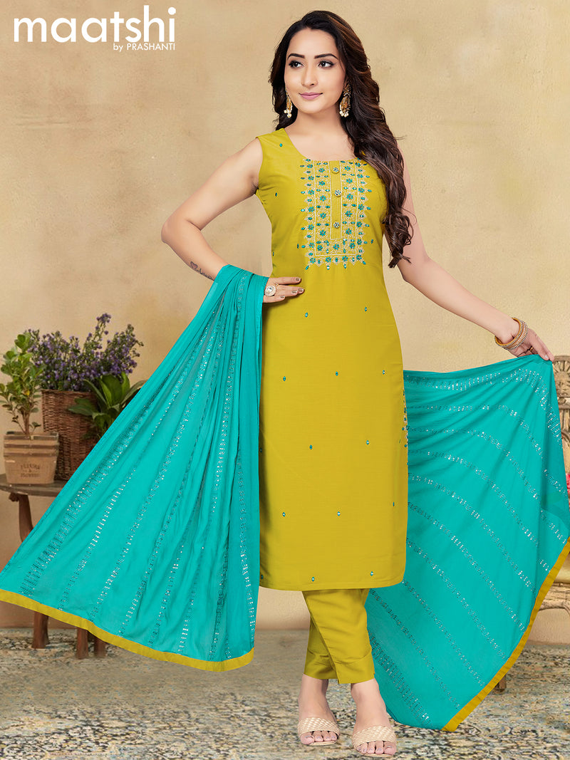 Buy Rama Green Vichitra Silk Embroidered Straight Pant Suit Party Wear  Online at Best Price | Cbazaar