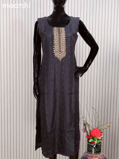 Raw silk readymade salwar suits black with allover sequin work & embroidery work neck pattern and straight cut pant & chiffon work dupatta - sleeve attached