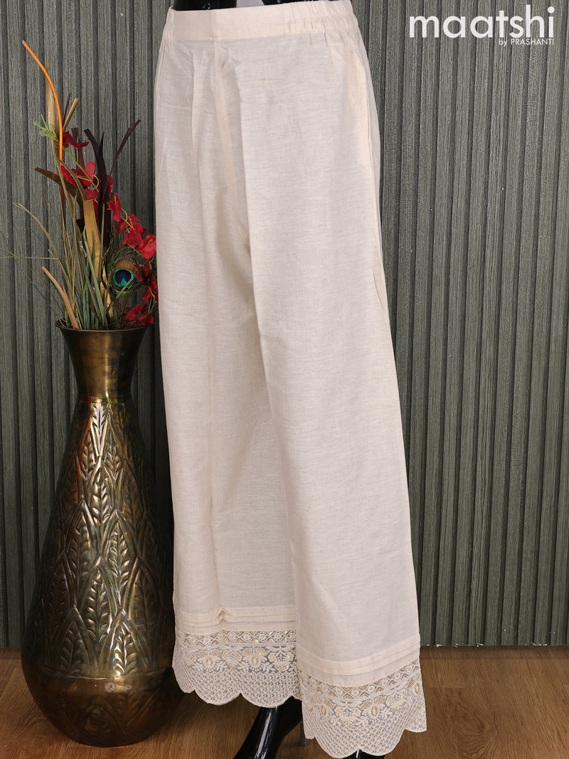 Linen readymade palazzo pant off white with sequin work