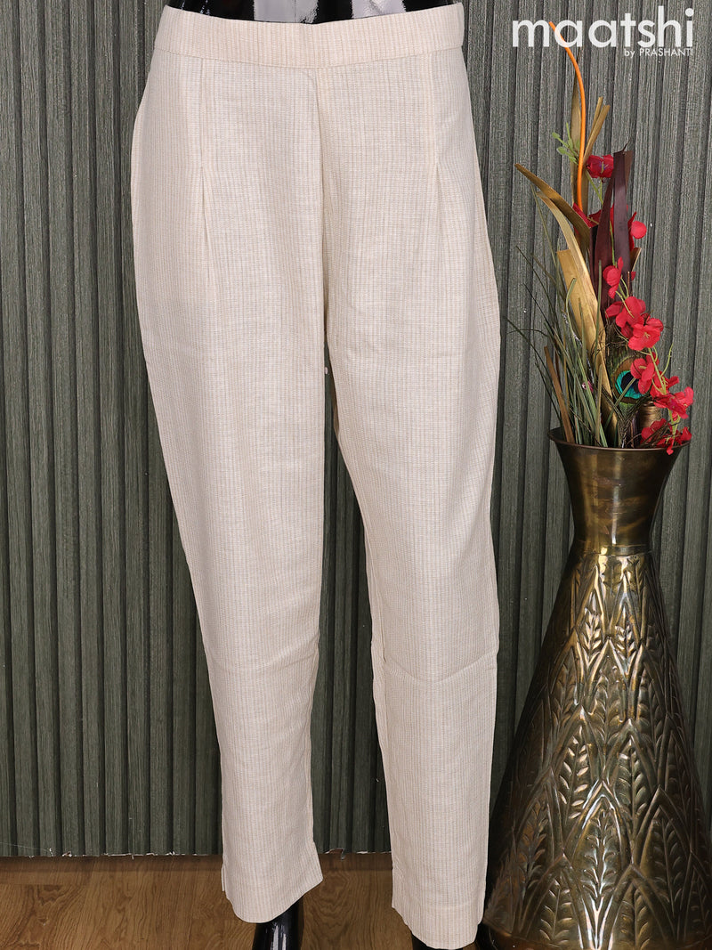 Linen readymade straight cut pant beige with plain body