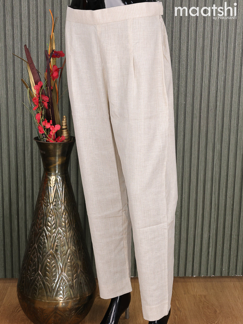 Linen readymade straight cut pant beige with plain body