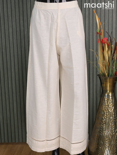 Linen readymade palazzo pant off white with embroidery sequin work
