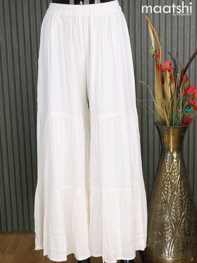 Rayon readymade sharara pant off white with allover silver zari stripe pattern