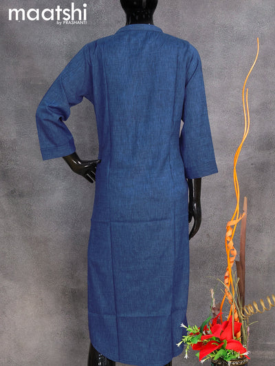 Rayon readymade kurti blue with stone work neck pattern without pant