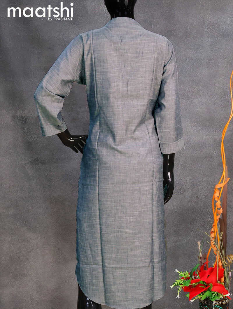 Rayon readymade kurti grey with stone work neck pattern without pant