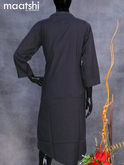 Rayon readymade kurti black with stone work neck pattern without pant