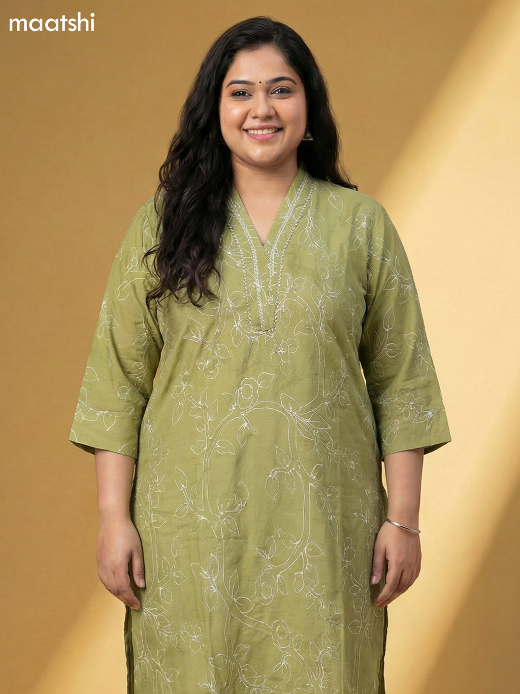 Pastel Green Muslin Printed & Simple Embroidery Work Straight Suit