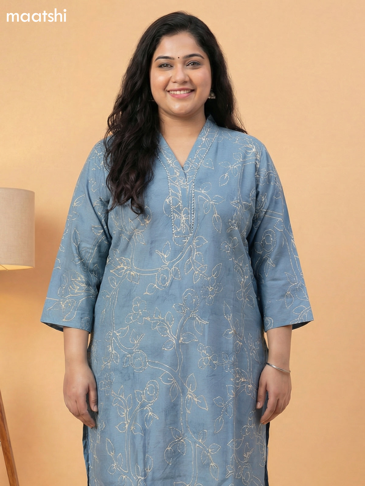 Pastel Blue Muslin Printed & Simple Embroidery Work Straight Suit