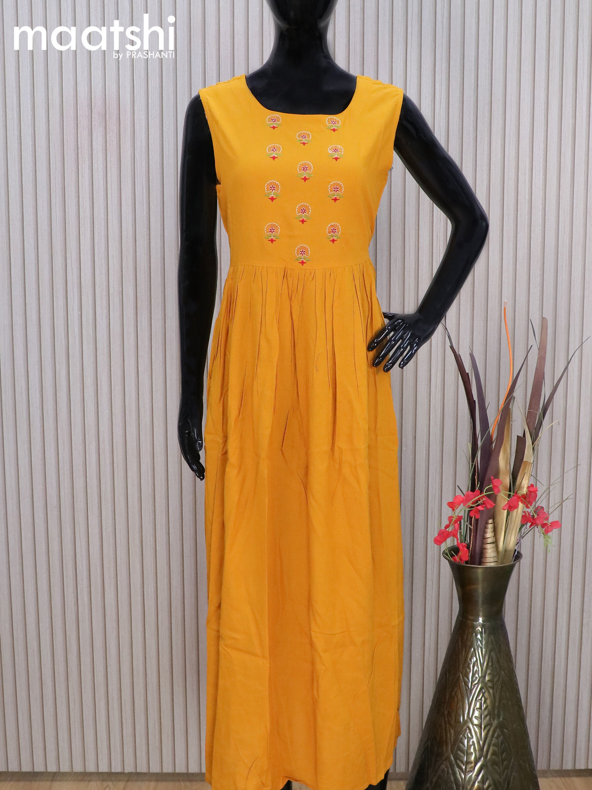 Cotton readymade Festive wear kurti mustard yellow and black with ikat prints & sequin work coat type pattern and without pant