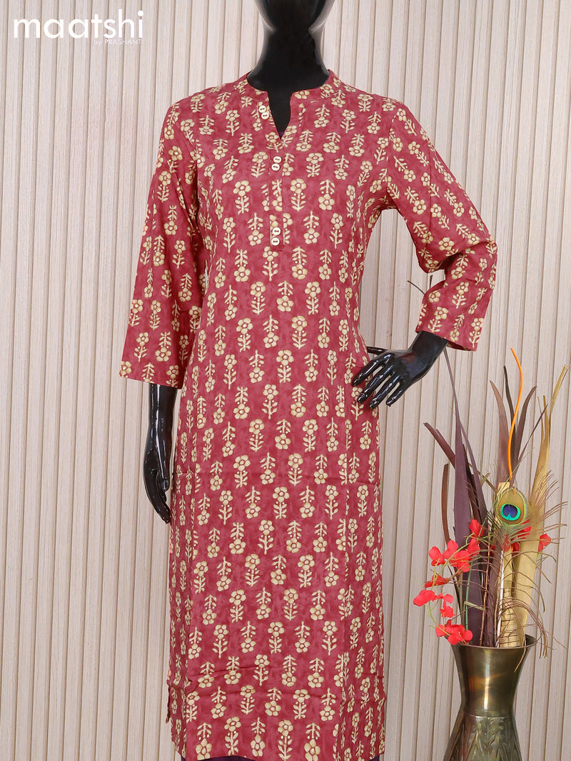 Cotton readymade kurti maroon and with floral butta prints and without pant