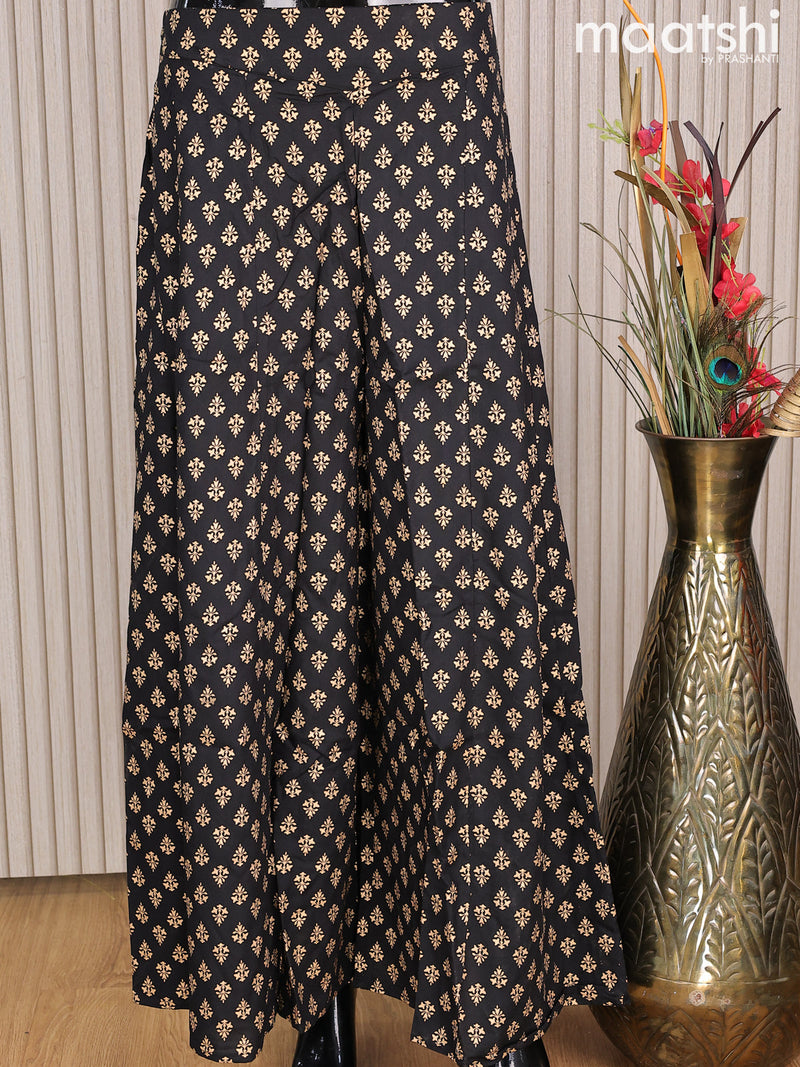 Cotton palazzo pant black and with allover golden floral prints