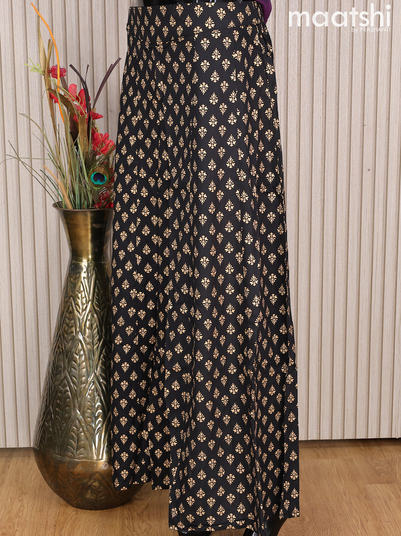 Cotton palazzo pant black and with allover golden floral prints