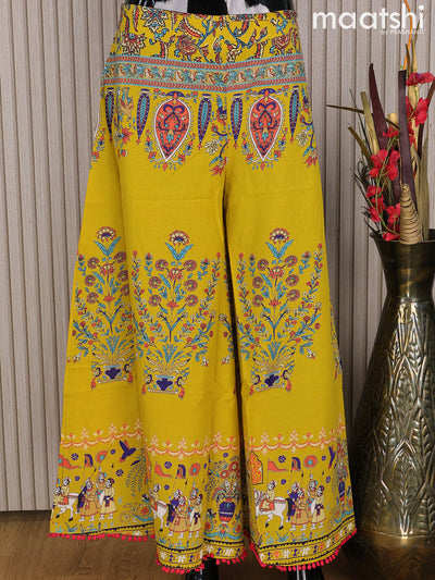 Cotton palazzo pant yellow and with allover floral prints