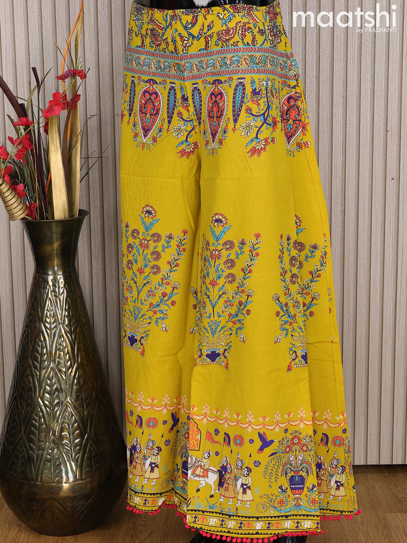 Cotton palazzo pant yellow and with allover floral prints