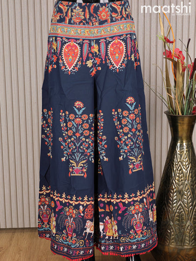 Cotton palazzo pant dark navy blue and with allover floral prints