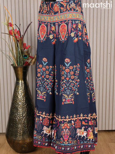 Cotton palazzo pant dark navy blue and with allover floral prints
