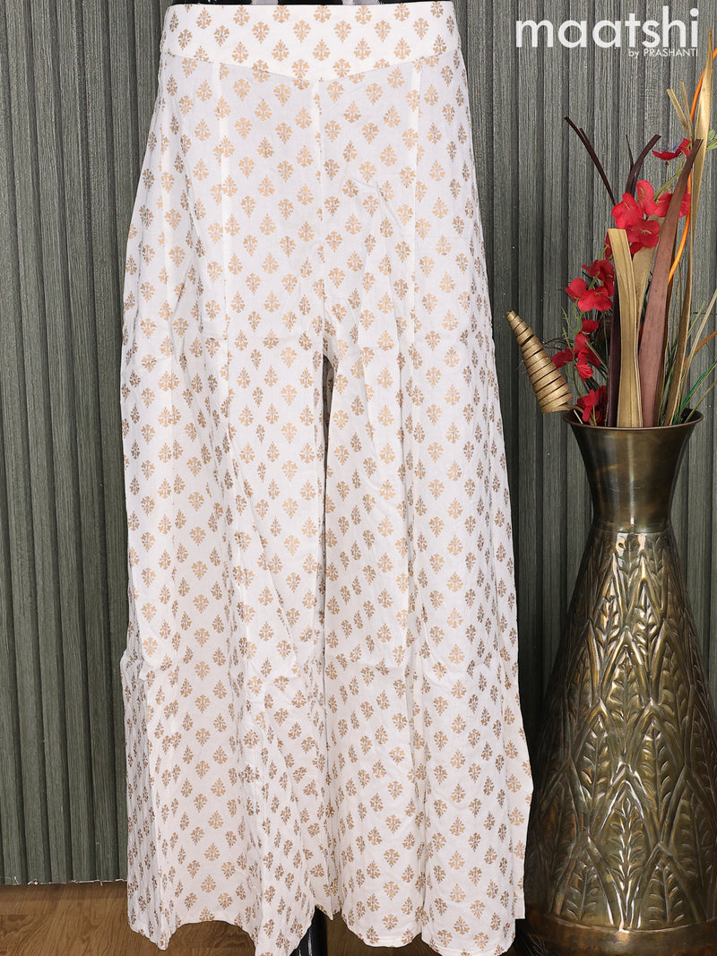 Cotton palazzo pant off white and with allover golden floral prints