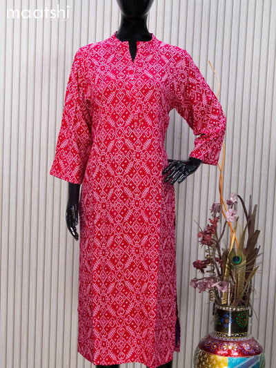 Soft cotton readymade kurti pink  with allover bandhani prints and without pant